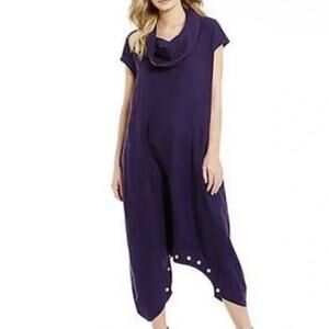Bryn Walker Atticus Grape Purple Linen Cowl Neck Convertible Jumpsuit Midi Dress